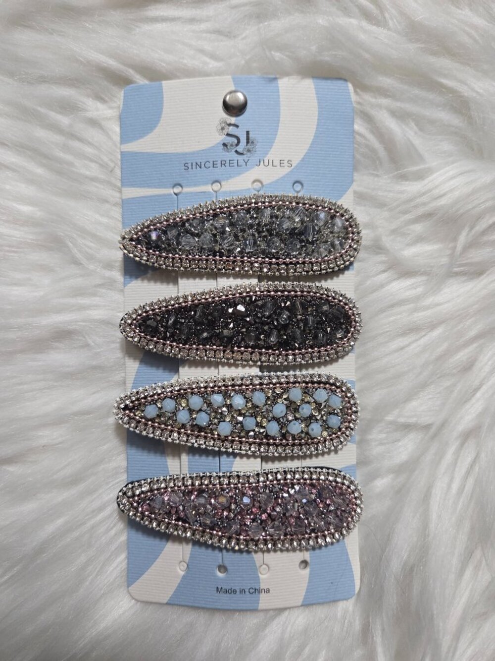 Sincerely Jules Beaded/Stone Hair Snap Clip Set